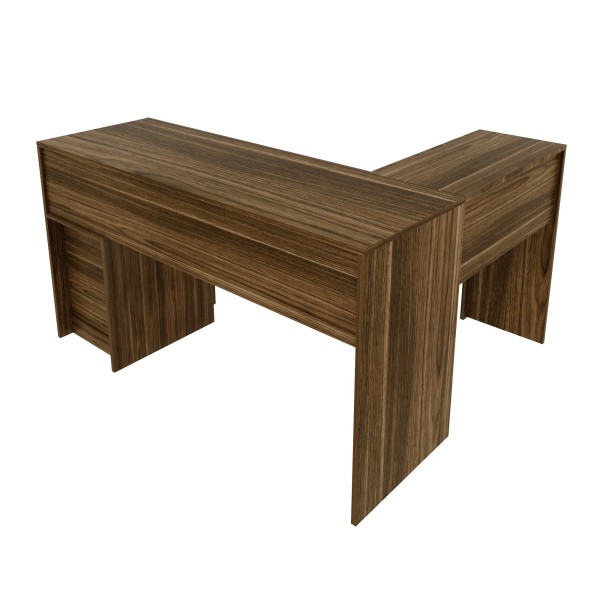 Encontraproduto.com.br - Mesa para Escritório 113x138,5cm em L com 2 Gavetas ME4129 Nogal