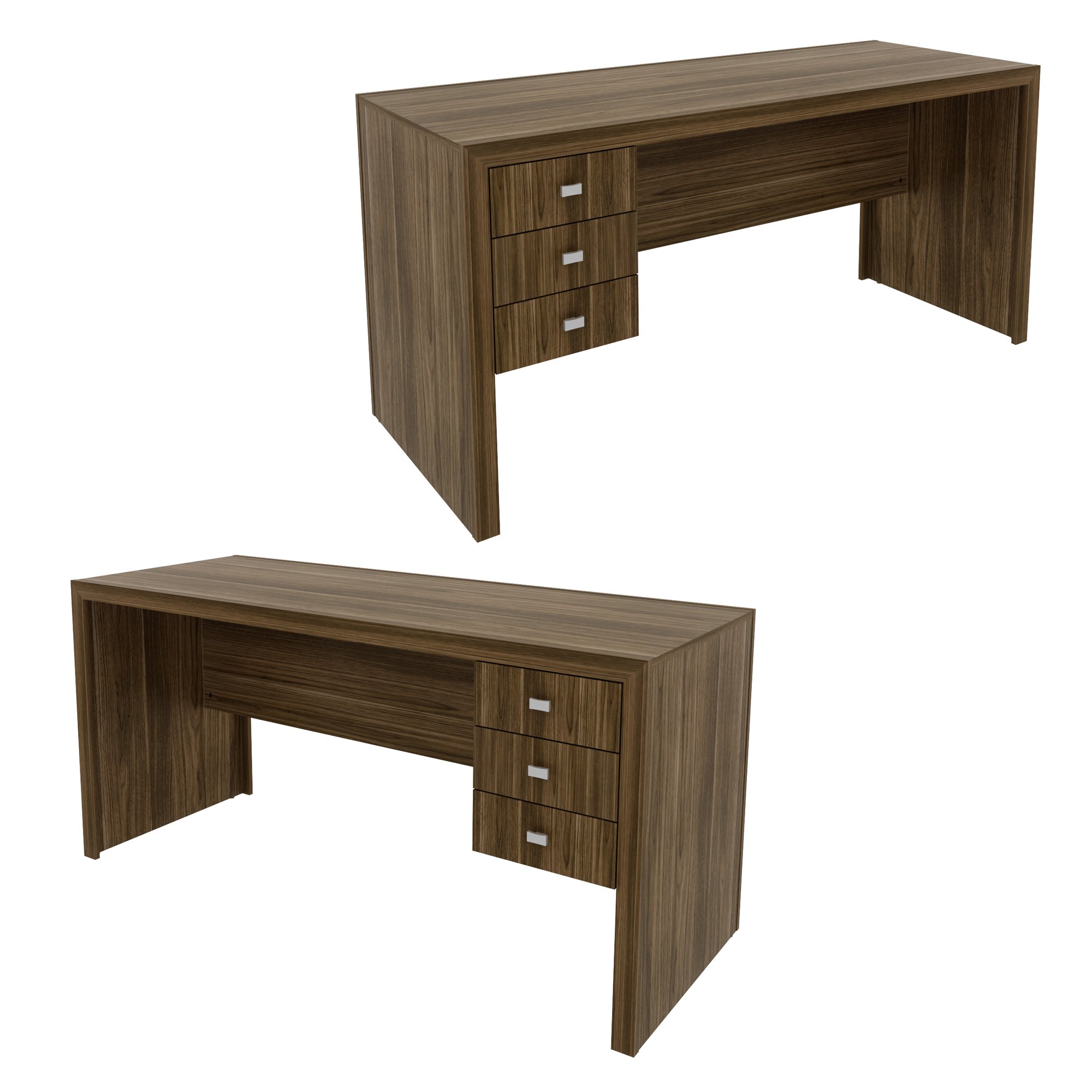 Encontraproduto.com.br - Mesa para Escritório com 3 Gavetas Me4113 Nogal