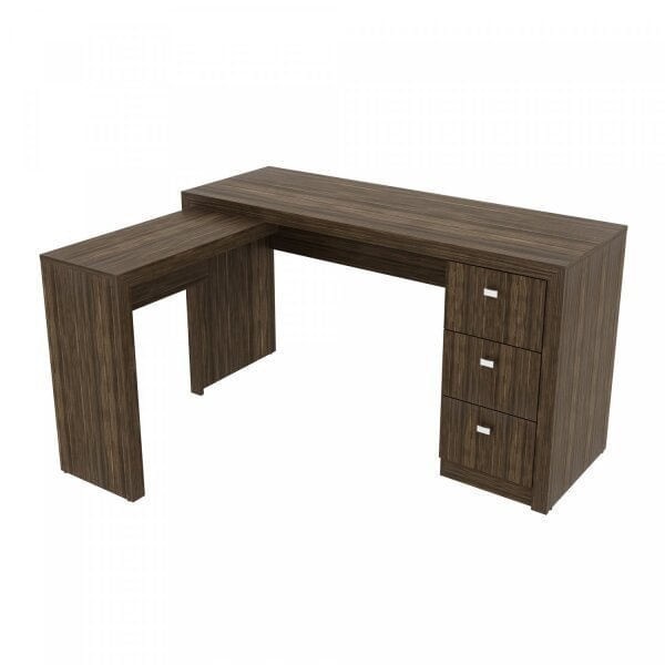 Encontraproduto.com.br - Mesa para Escritório em L com 3 Gaveta Me4101 Nogal