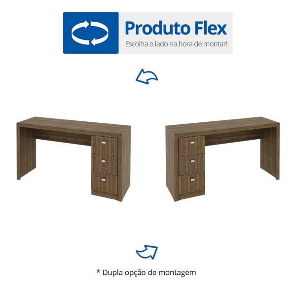 Encontraproduto.com.br - Escrivaninha 3 Gavetas Me4102 Nogal