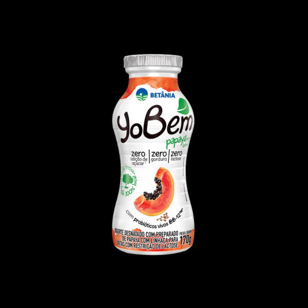 Encontraproduto.com.br - Iogurte Probiótico Yobem Zero Lactose Zero Açúcar E Zero Gordura Papaya Com Linhaça170g
