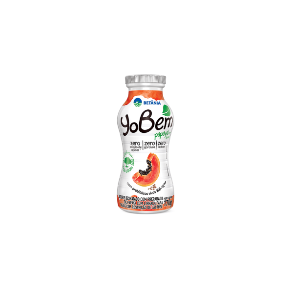 Encontraproduto.com.br - Iogurte Probiótico Yobem Zero Lactose Zero Açúcar E Zero Gordura Papaya Com Linhaça170g