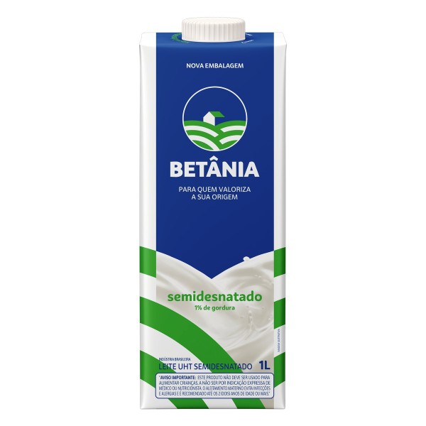 Encontraproduto.com.br - Leite UHT Semidesnatado Betânia Caixa com Tampa 1 L