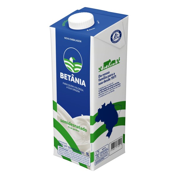 Encontraproduto.com.br - Leite UHT Semidesnatado Betânia Caixa com Tampa 1 L