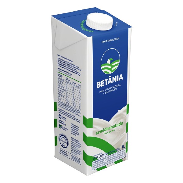 Encontraproduto.com.br - Leite UHT Semidesnatado Betânia Caixa com Tampa 1 L