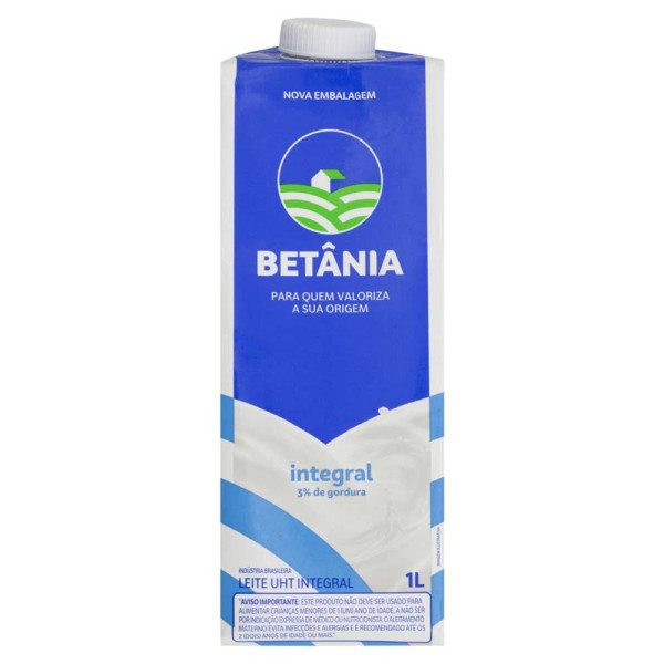 Encontraproduto.com.br - Leite UHT Betânia Integral Caixa 1 L com tampa