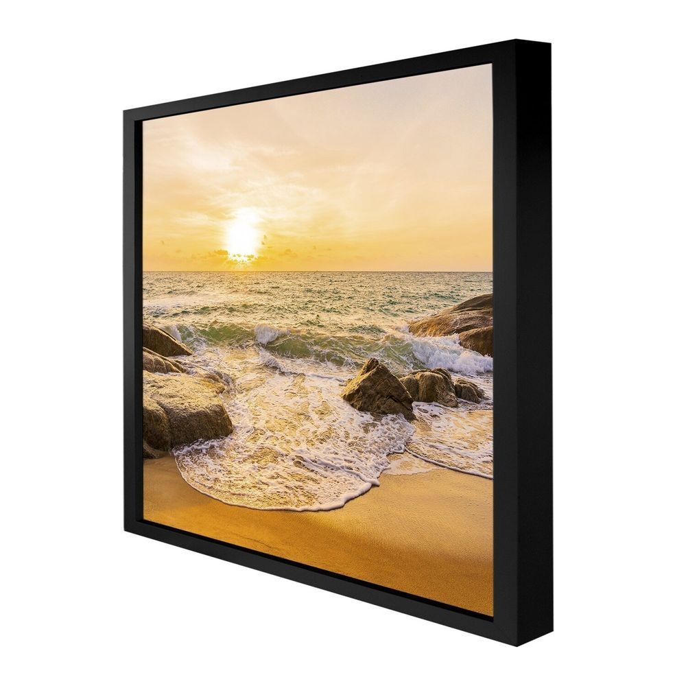 Encontraproduto.com.br - Quadro 50cm X 50cm Paisagem Sol E Mar Preto