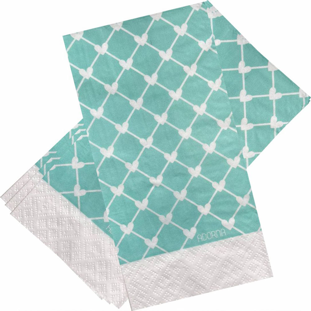 Guardanapo de Papel Decorado Love Grid Verde 40x40 Adorna 20 Unid.