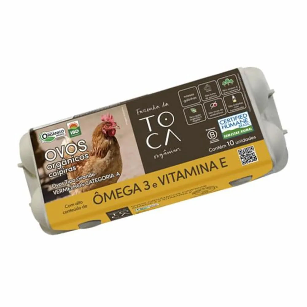 Encontraproduto.com.br - Ovos Vermelhos Orgânicos Fazenda Da Toca Ômega 3 Com 10 Unidades