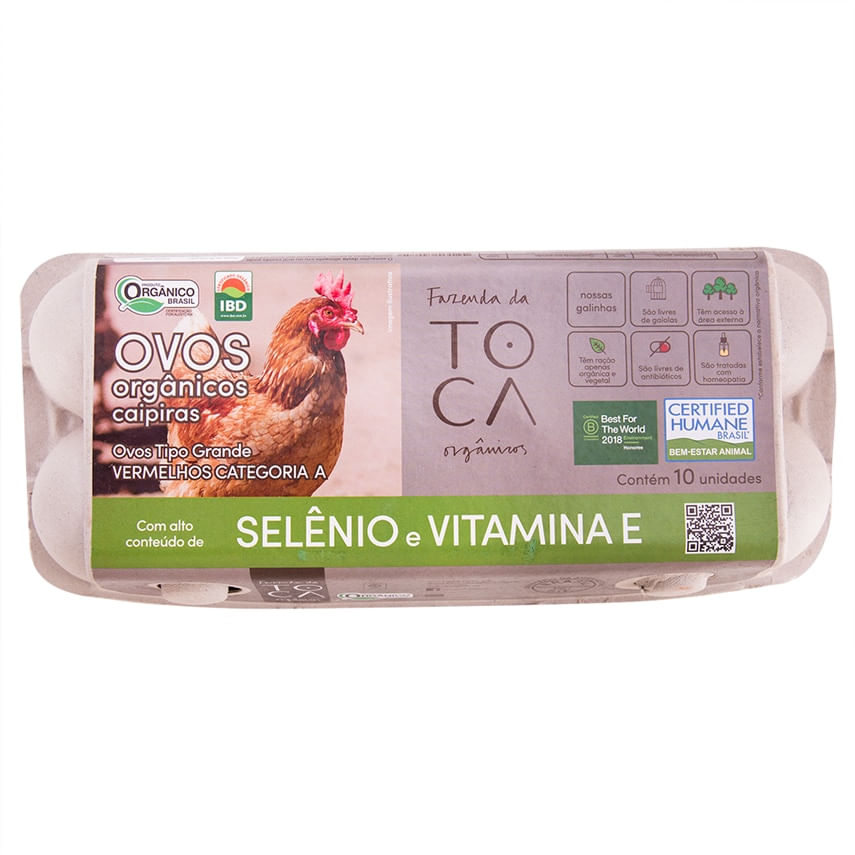 Encontraproduto.com.br - Ovos Vermelhos Orgânicos Fazenda Da Toca Selênio Com 10 Unidades