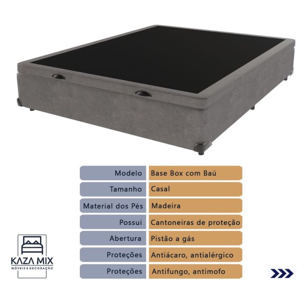 Encontraproduto.com.br - Conjunto Cama Box Casal Baú Colchão Airtech D45 Extra Firme