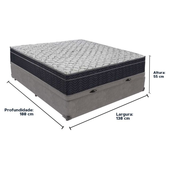 Encontraproduto.com.br - Conjunto Cama Box Casal Baú Colchão Airtech D45 Extra Firme