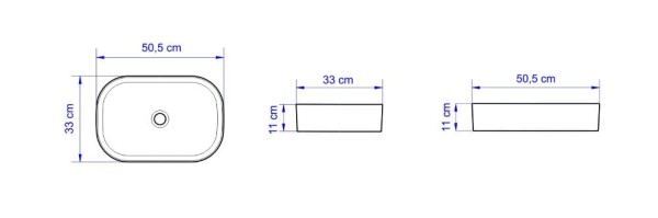 Encontraproduto.com.br - Cuba De Apoio Retangular 51X33 Cm Preta Matte Ica2615 Icasa