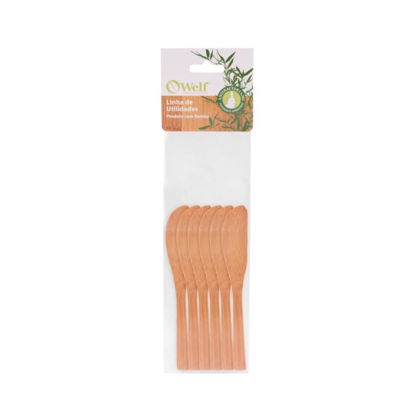 Conjunto Espatulas Em Bambu Utility - 14 Cm 6 Pçs Welf