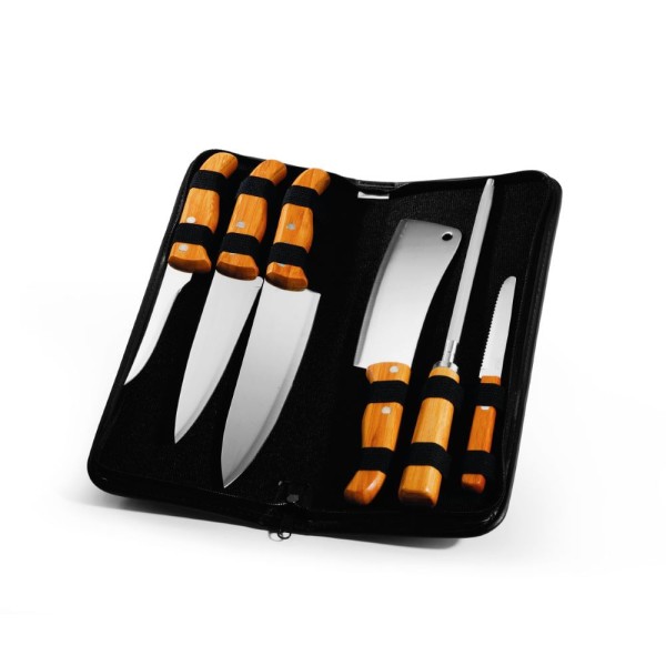 Encontraproduto.com.br - Conjunto De Facas Inox/Bambu Com Estojo Frankfurt - 7 Pçs Welf