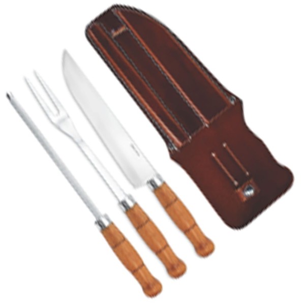Kit Churrasco Bianchi Faca Garfo Chaira 30810/01B 8 Madeira Redonda