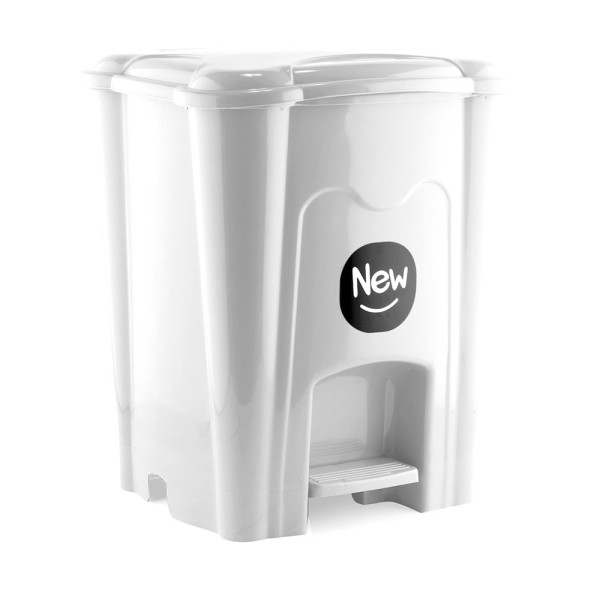 Lixeira Top com Pedal Retangular Branca New Plastic 20L 32x31,5x39,5cm 946