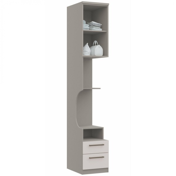 Encontraproduto.com.br - Guarda Roupa Modulado Elegance com 2 Gavetas - Níquel/Blanc