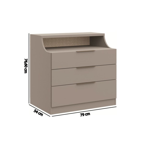 Encontraproduto.com.br - Cômoda Modulada Elegance com 3 Gavetas - Níquel
