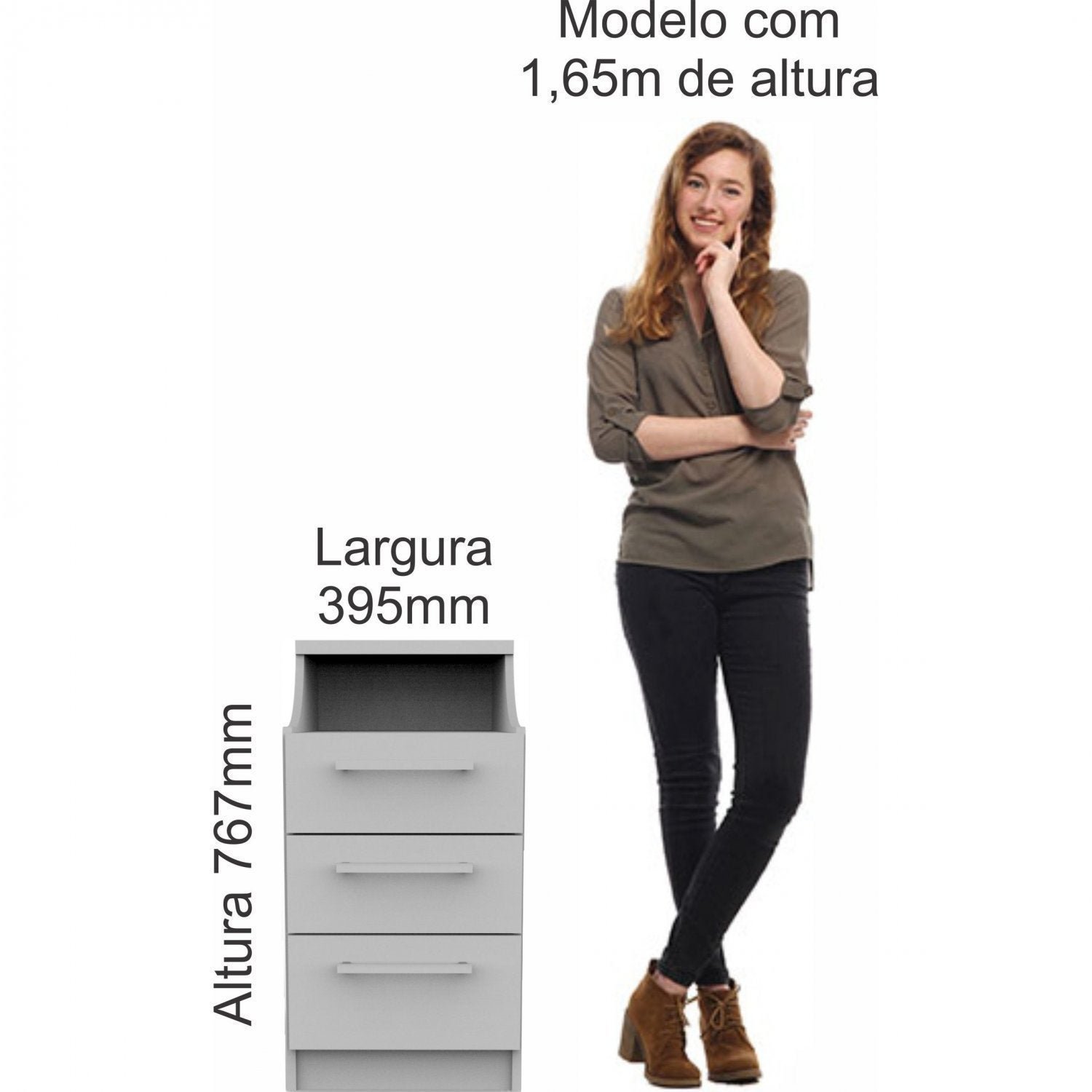 Encontraproduto.com.br - Mesa de Cabeceira Modulada Elegance 3 Gavetas - Níquel