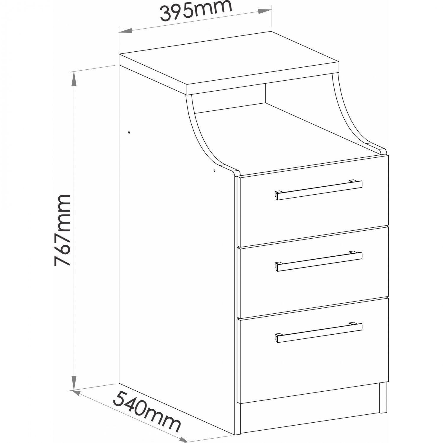 Encontraproduto.com.br - Mesa de Cabeceira Modulada Elegance 3 Gavetas - Níquel