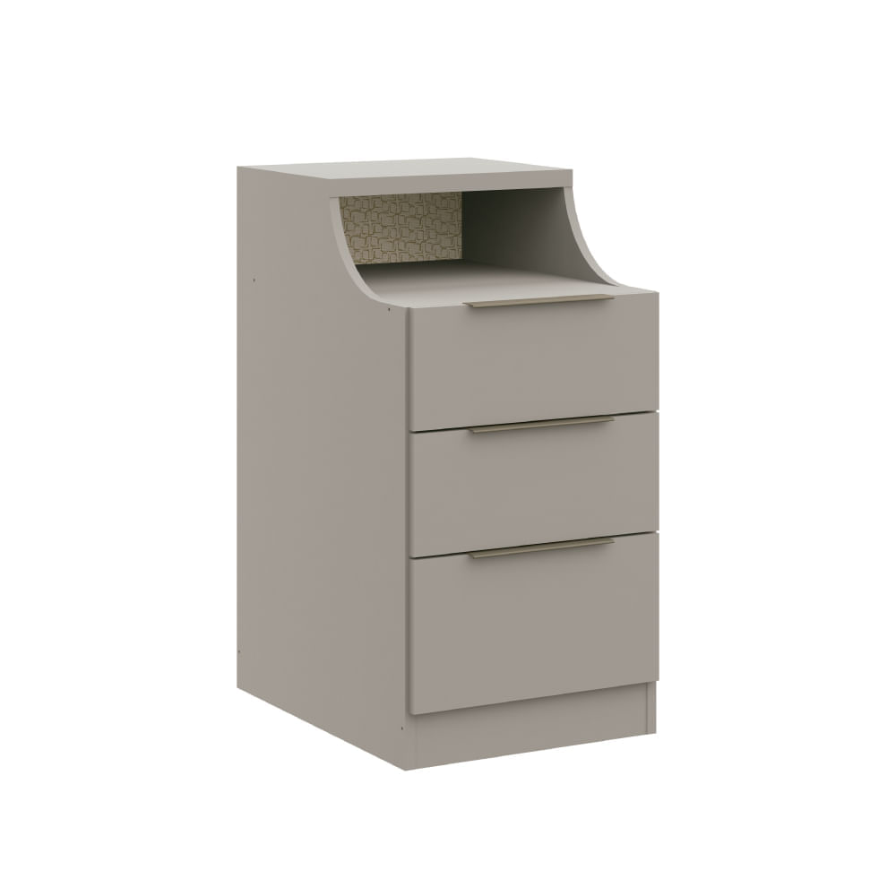 Encontraproduto.com.br - Mesa de Cabeceira Modulada Elegance 3 Gavetas - Níquel