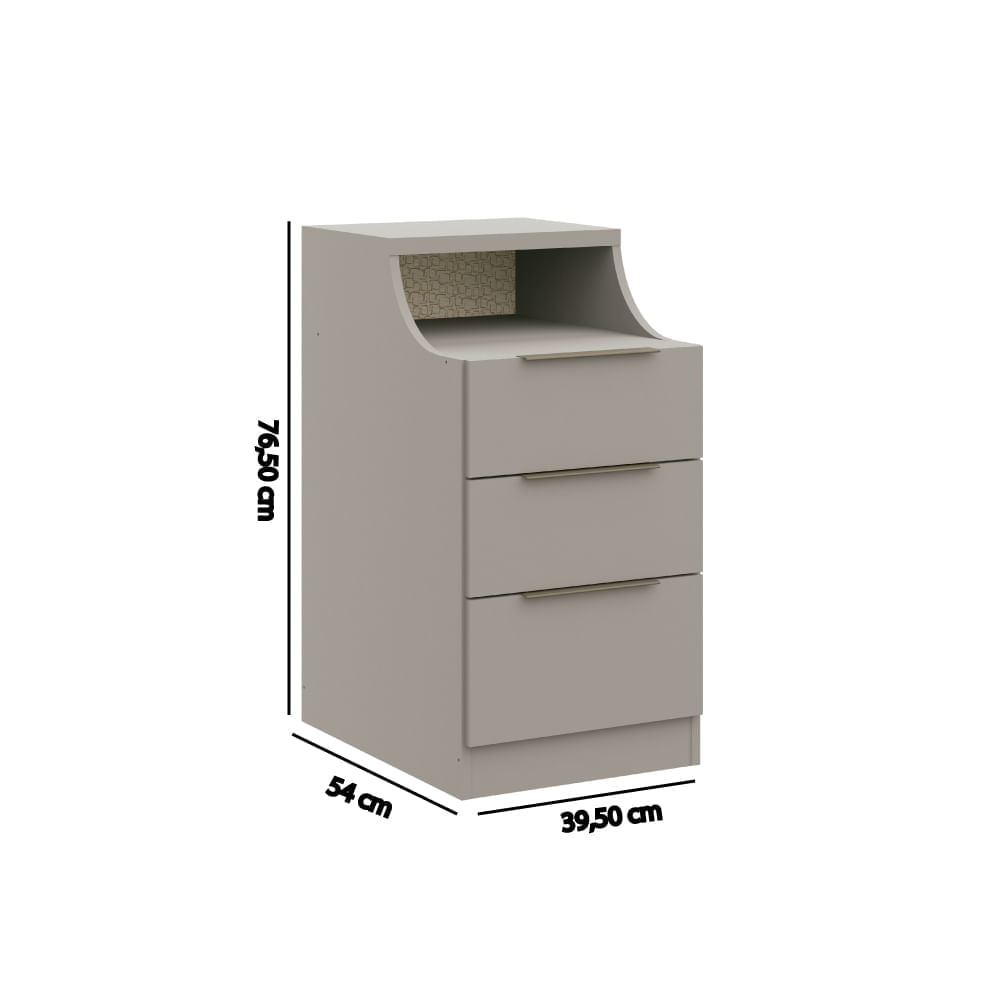Encontraproduto.com.br - Mesa de Cabeceira Modulada Elegance 3 Gavetas - Níquel