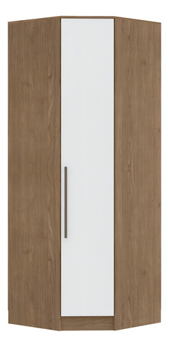 Guarda Roupa Modulado Requinte de Canto com 1 Porta - Macadâmia/Branco Line
