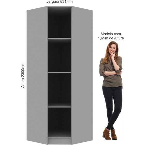 Encontraproduto.com.br - Guarda Roupa Modulado Requinte de Canto com 1 Porta - Duna Line/Branco Line