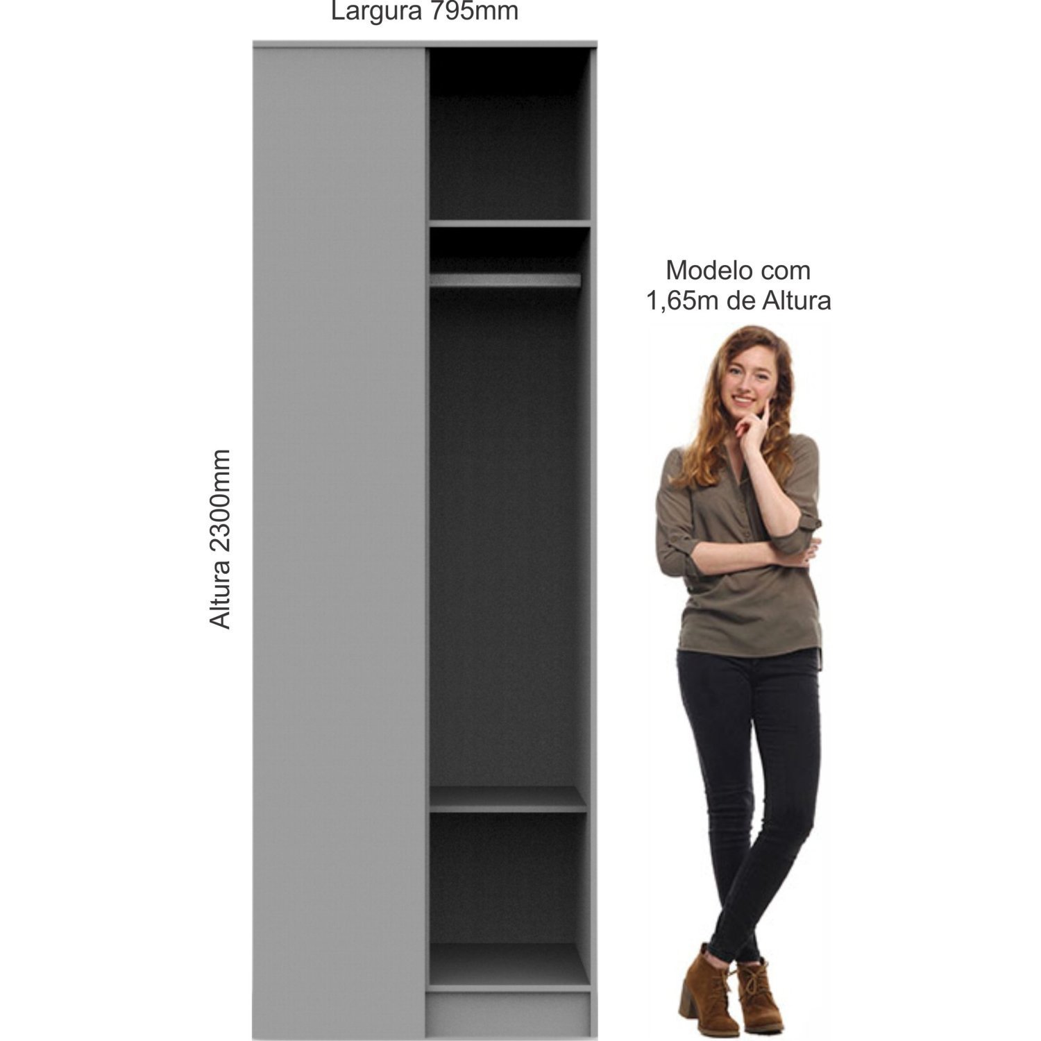 Encontraproduto.com.br - Guarda Roupa Modulado Requinte de Canto Reto com 1 Porta - Branco Line
