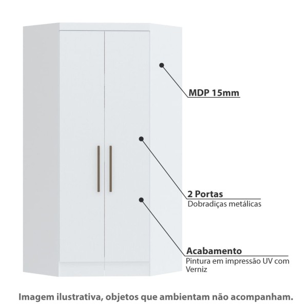Encontraproduto.com.br - Guarda Roupa Modulado Infinity de Canto com 2 Portas - Branco Line