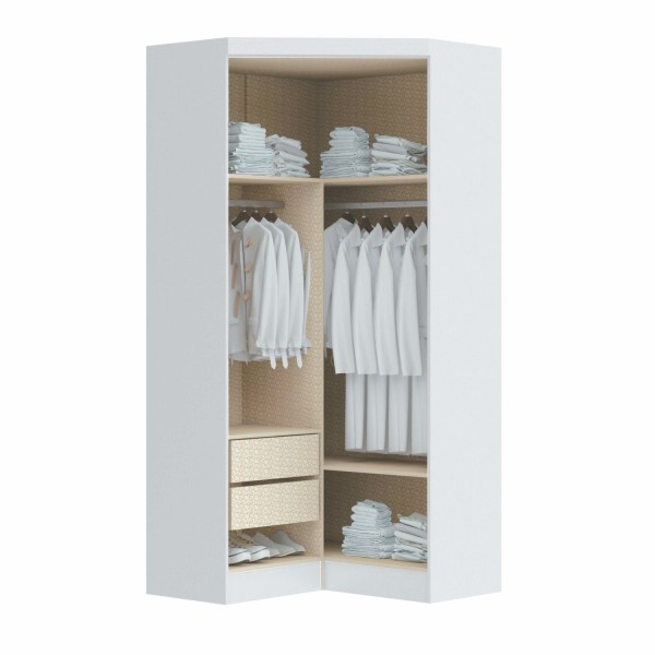 Encontraproduto.com.br - Guarda Roupa Modulado Infinity de Canto com 2 Portas - Branco Line/Blush Line