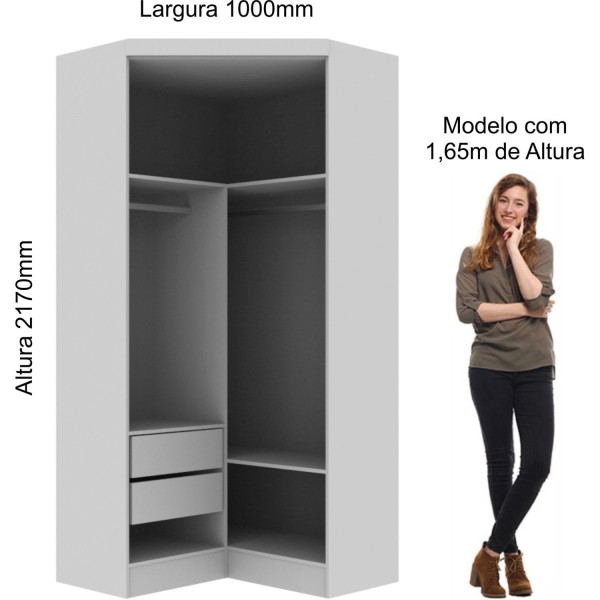 Encontraproduto.com.br - Guarda Roupa Modulado Infinity de Canto com 2 Portas - Branco Line/Blush Line