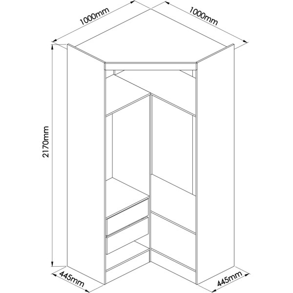 Encontraproduto.com.br - Guarda Roupa Modulado Infinity de Canto com 2 Portas - Branco Line/Blush Line