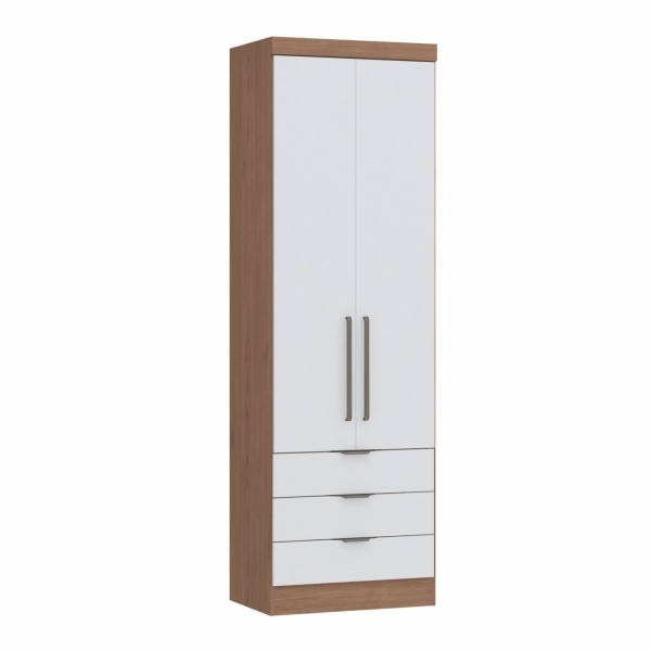 Encontraproduto.com.br - Guarda Roupa Modulado Infinity com 3 Gavetas - Macadâmia/Branco Line