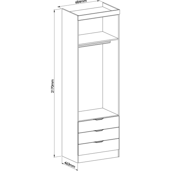 Encontraproduto.com.br - Guarda Roupa Modulado Infinity com 3 Gavetas - Macadâmia/Blush Line