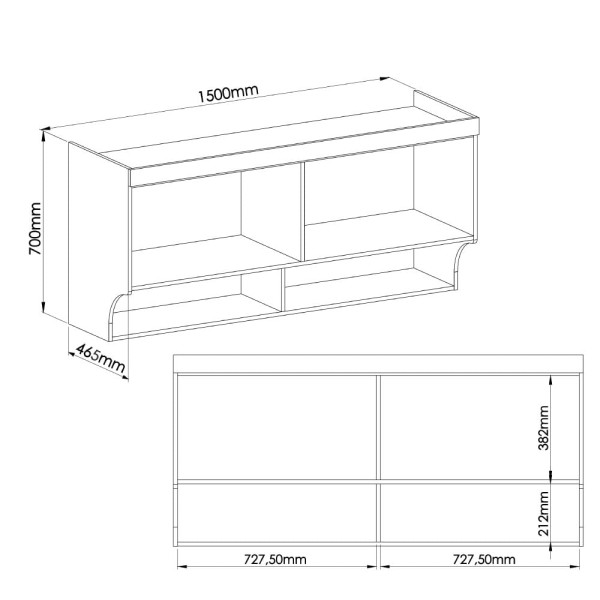 Encontraproduto.com.br - Armário Aéreo Modulado Infinity Casal com 2 Portas - Macadâmia/Blush Line