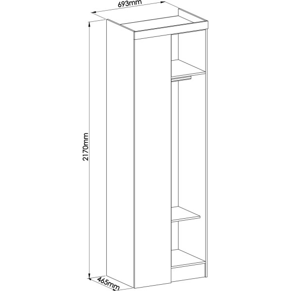 Encontraproduto.com.br - Guarda Roupa Modulado Infinity Canto Reto com 1 Porta - Branco Line/Pistache