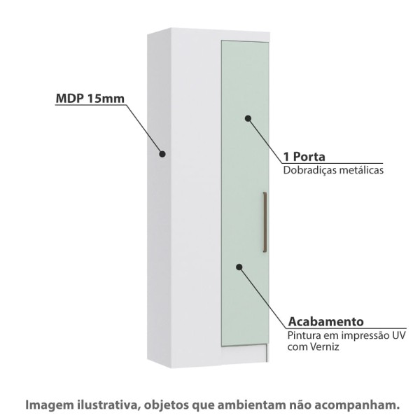 Encontraproduto.com.br - Guarda Roupa Modulado Infinity Canto Reto com 1 Porta - Branco Line/Pistache