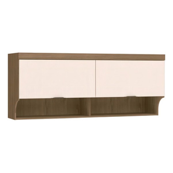 Armário Aéreo Modulado Infinity Queen com 2 Portas - Macadâmia/Blush Line