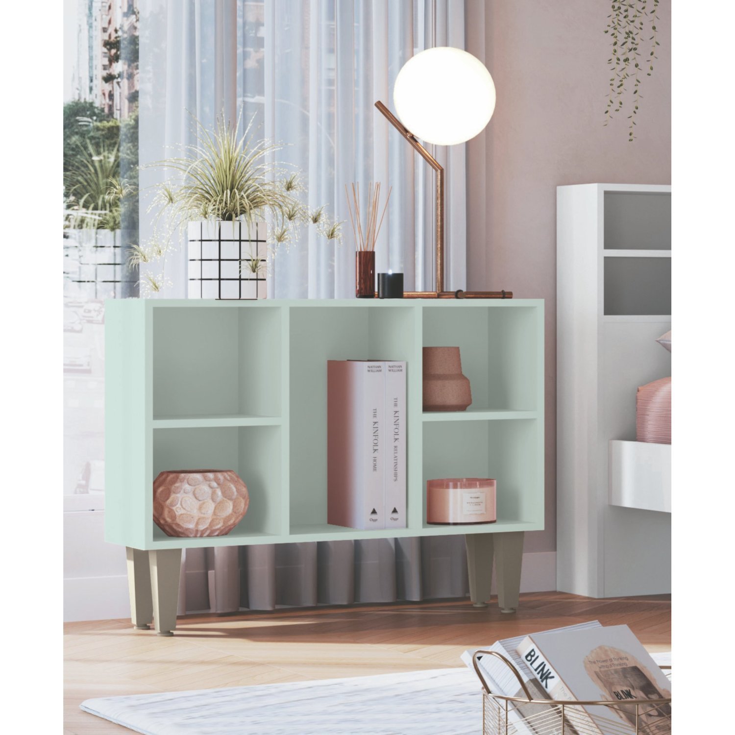 Encontraproduto.com.br - Nicho Modulado Infinity com 5 Prateleiras - Pistache Line