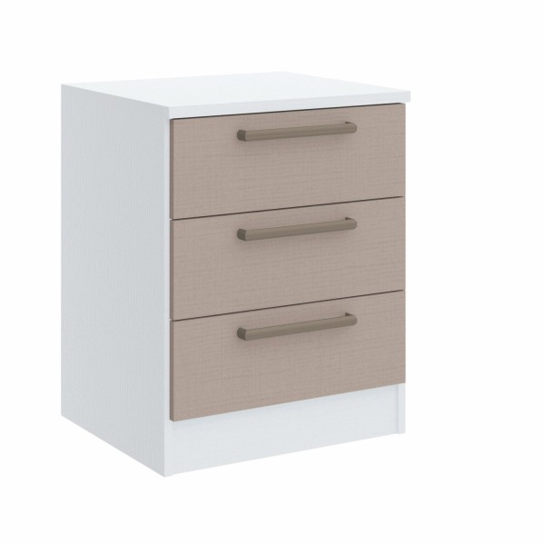 Encontraproduto.com.br - Mesa de Cabeceira Modulada Requinte com 3 Gavetas - Branco Line/Duna Line