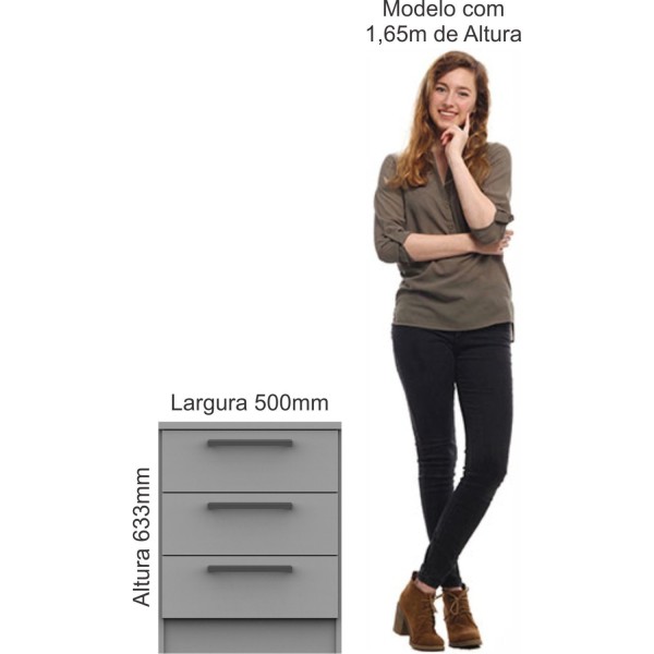 Encontraproduto.com.br - Mesa de Cabeceira Modulada Requinte com 3 Gavetas - Branco Line/Duna Line