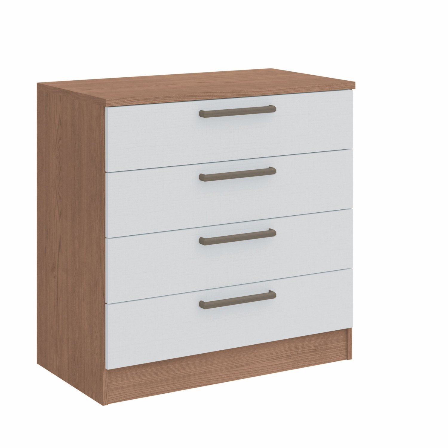 Cômoda Modulada Requinte com 4 Gavetas - Macadâmia/Branco Line