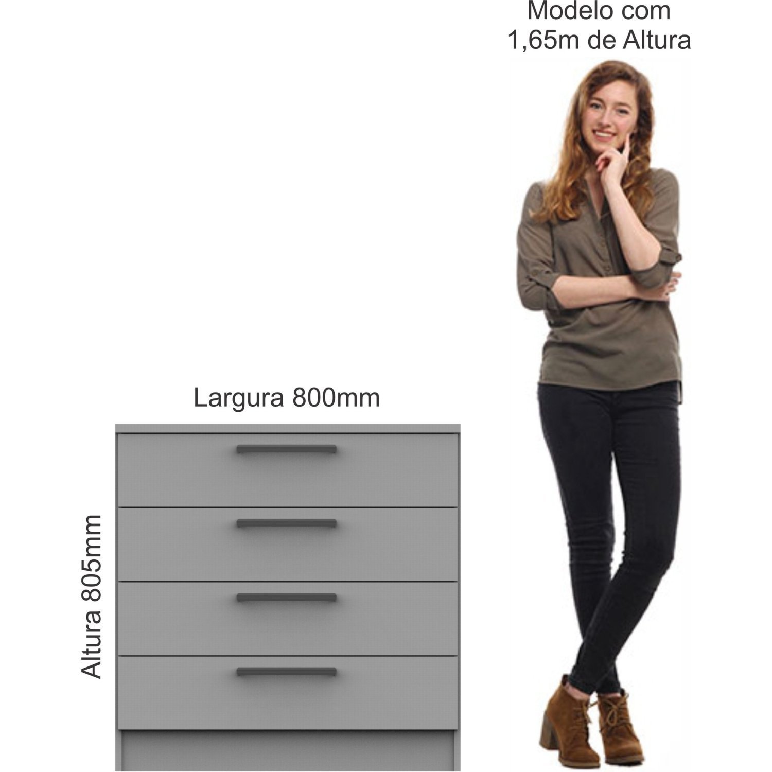 Encontraproduto.com.br - Cômoda Modulada Requinte com 4 Gavetas - Duna Line/Branco Line