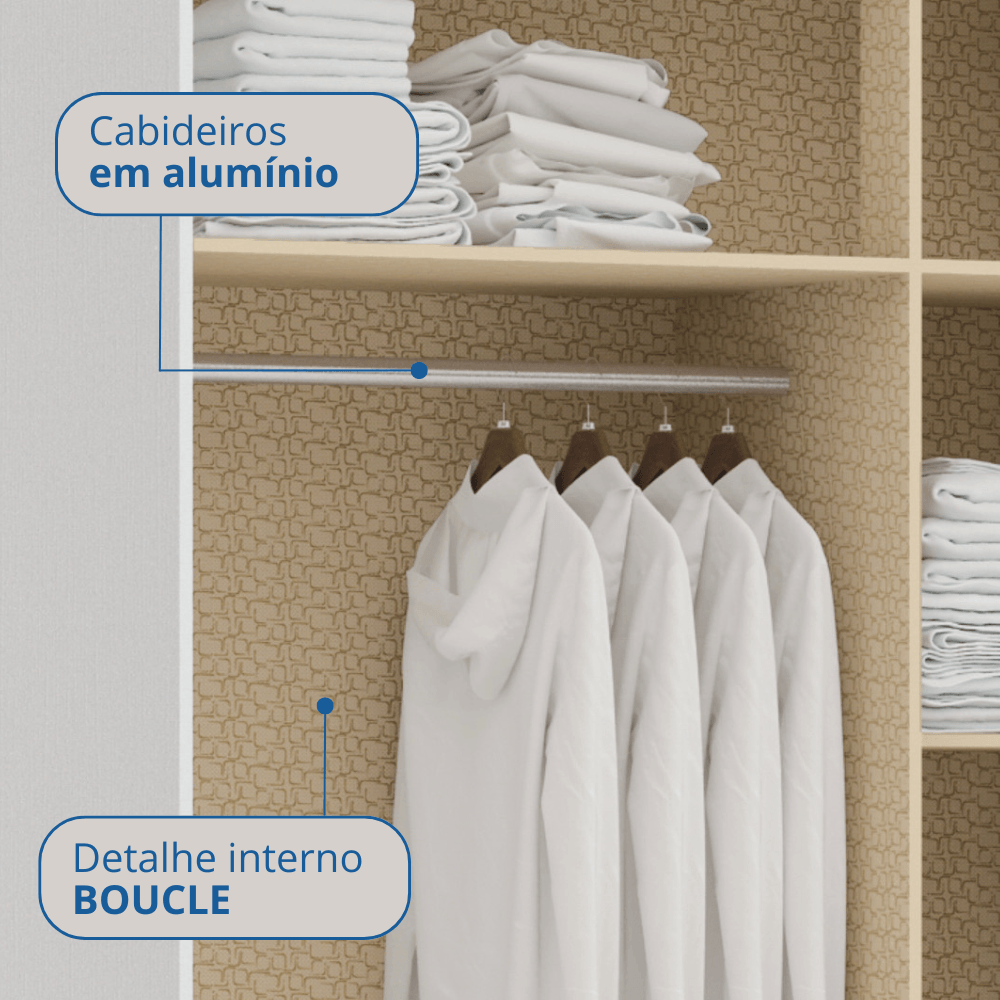 Guarda Roupa Modulado Urban c/3 Portas e 2 Gavetas - Branco Line