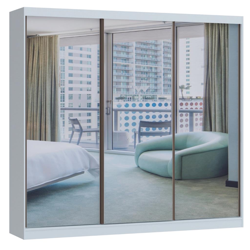 Encontraproduto.com.br - Guarda Roupa Casal com Espelho 3 Portas de Correr 100% MDF Imperial Móveis Castro