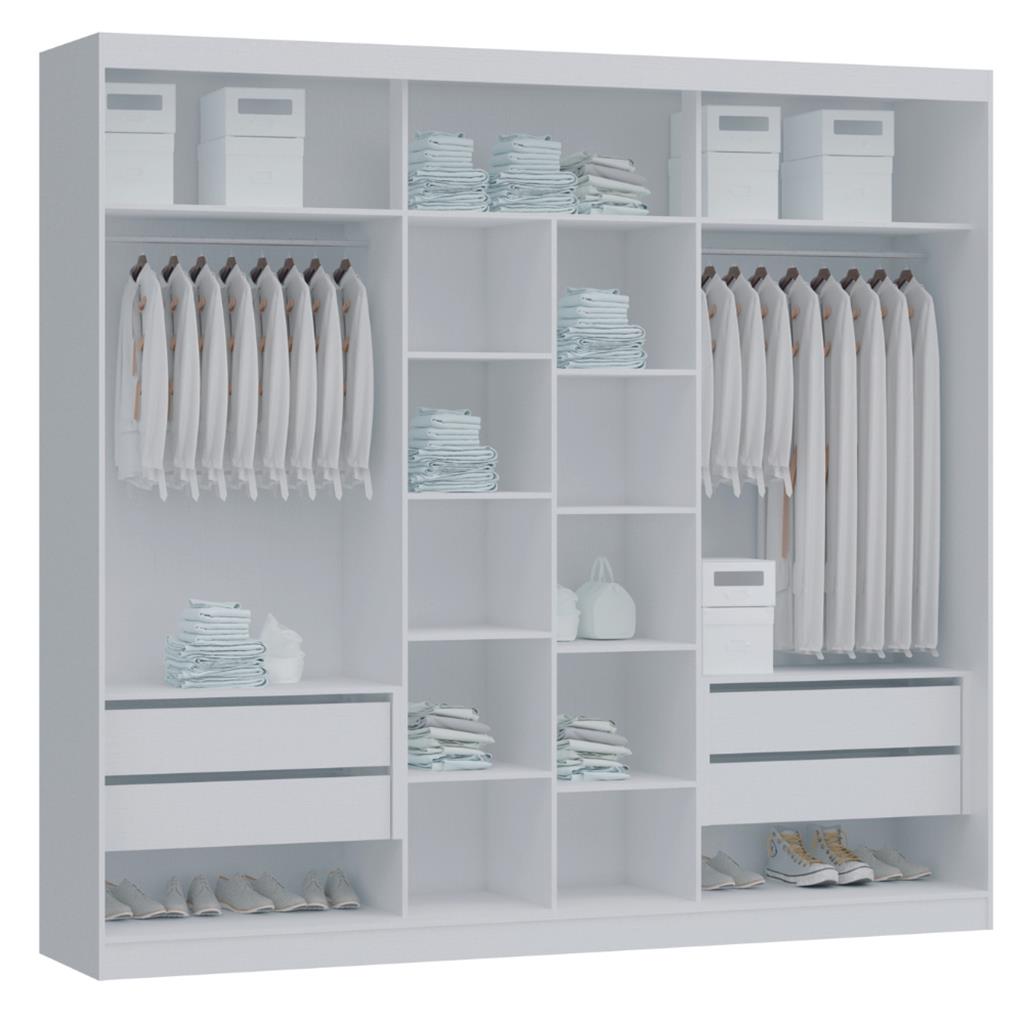 Encontraproduto.com.br - Guarda Roupa Casal com Espelho 3 Portas de Correr 100% MDF Imperial Móveis Castro