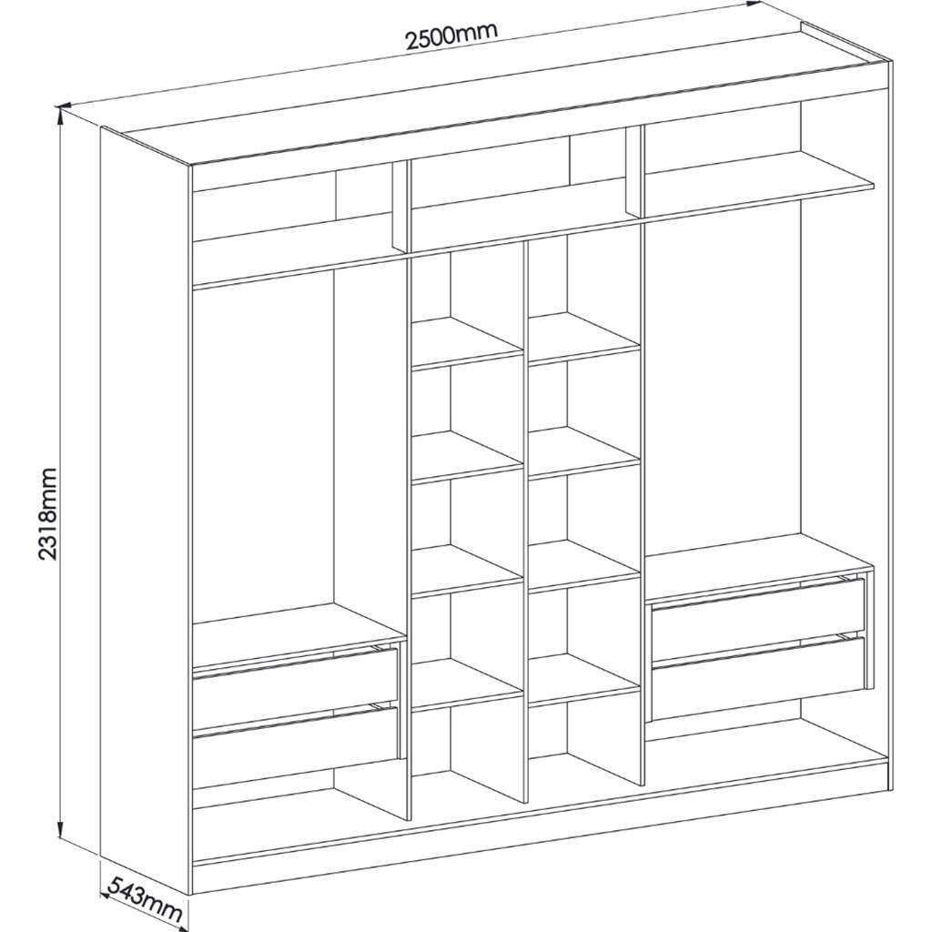 Encontraproduto.com.br - Guarda Roupa Casal com Espelho 3 Portas de Correr 100% MDF Imperial Móveis Castro