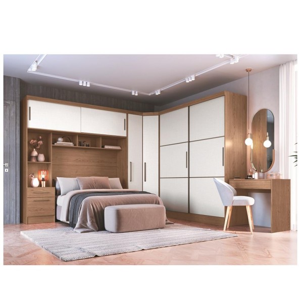 Quarto Modulado Casal 7 Portas com Mesa Classic Móveis Castro